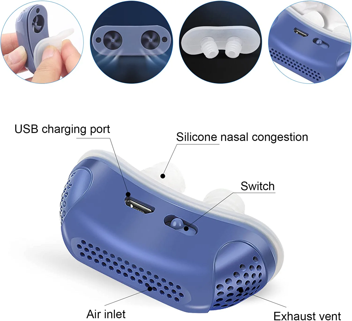 Portable Maskless Micro CPAP Sleep Apnea Device for Travel