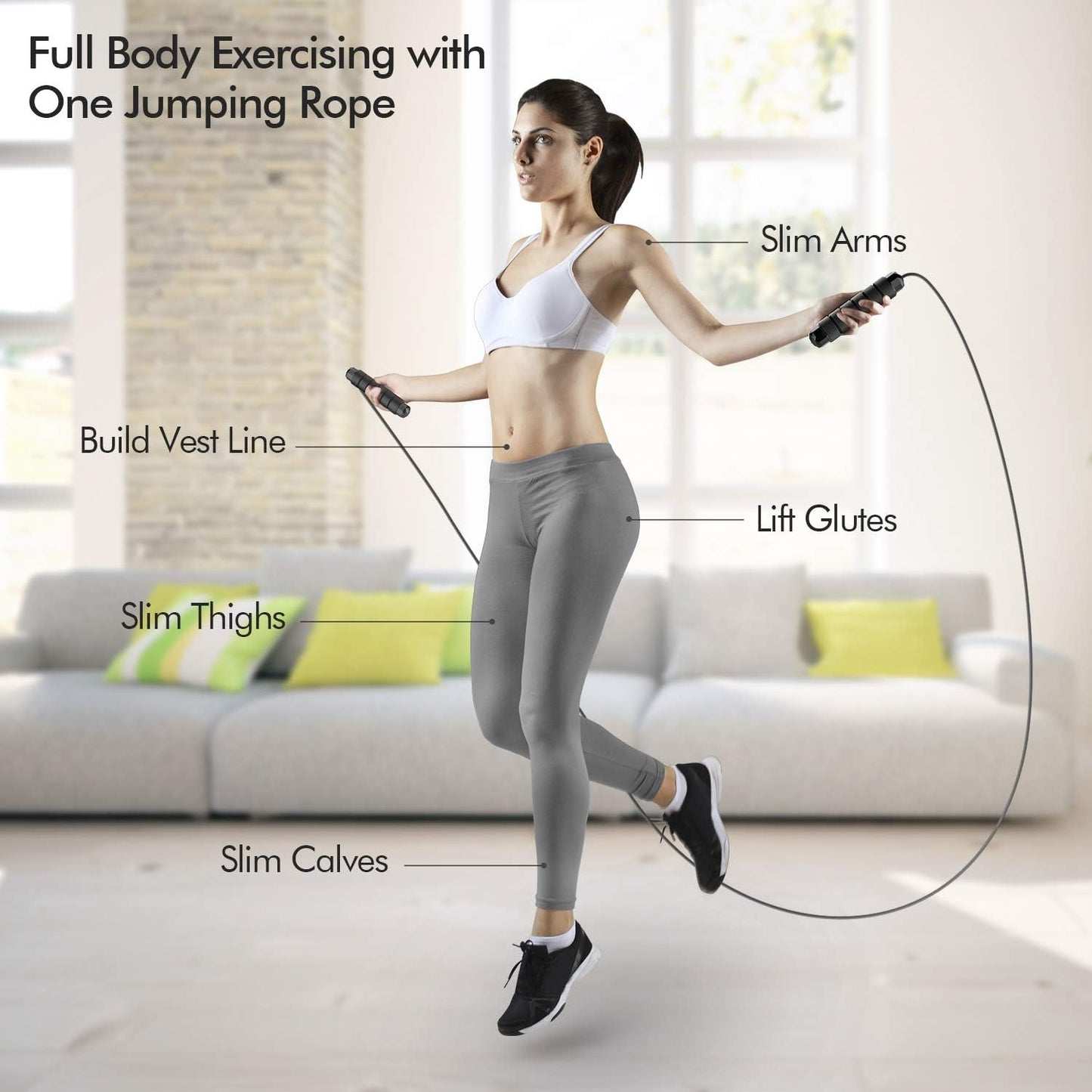 Adjustable Speed Jump Rope with Steel Cable and Foam Handles