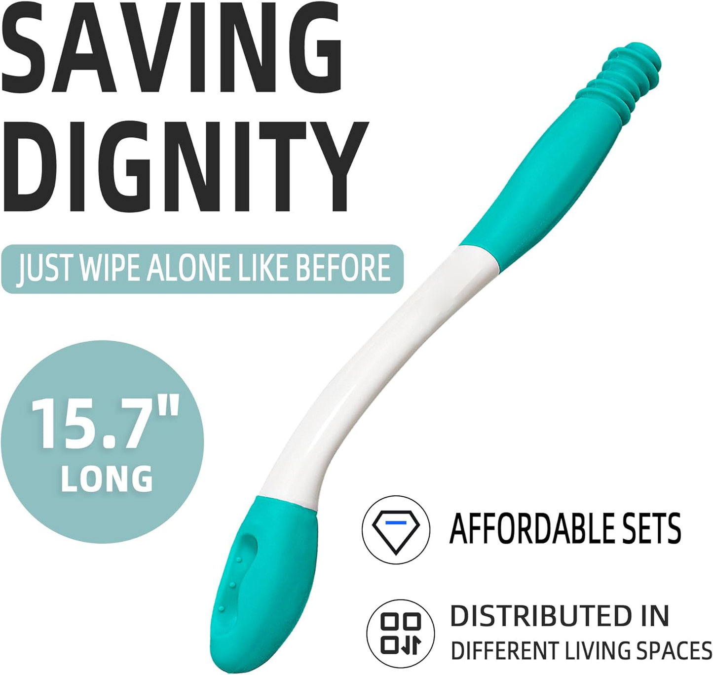 Ergonomic 15-Inch Toilet Aid Wiping Tool Set - 2pcs