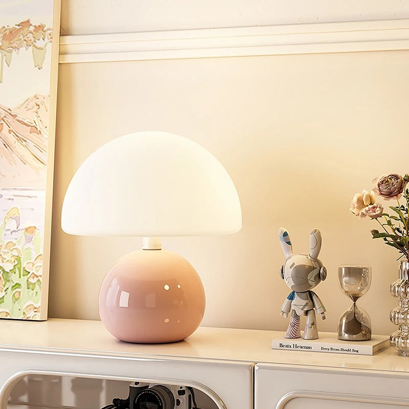 Dimmable Modern LED Nightstand Lamp with Glass Shade