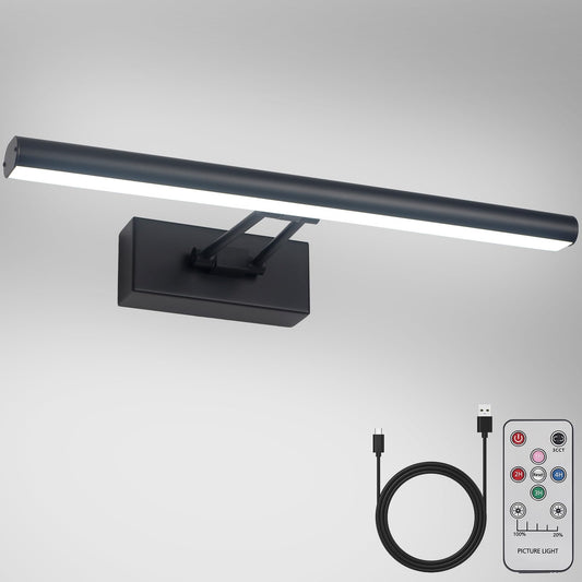 Wireless Battery Operated Black Picture Light with Remote Control