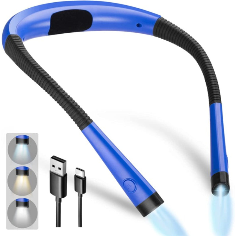 LED Neck Reading Lamp with Adjustable Arm, Rechargeable, 3 Color Modes, 6 Brightness Levels, Eye-Friendly Design