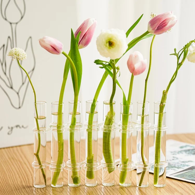 Adjustable Glass Tube Flower Vase with Hinges