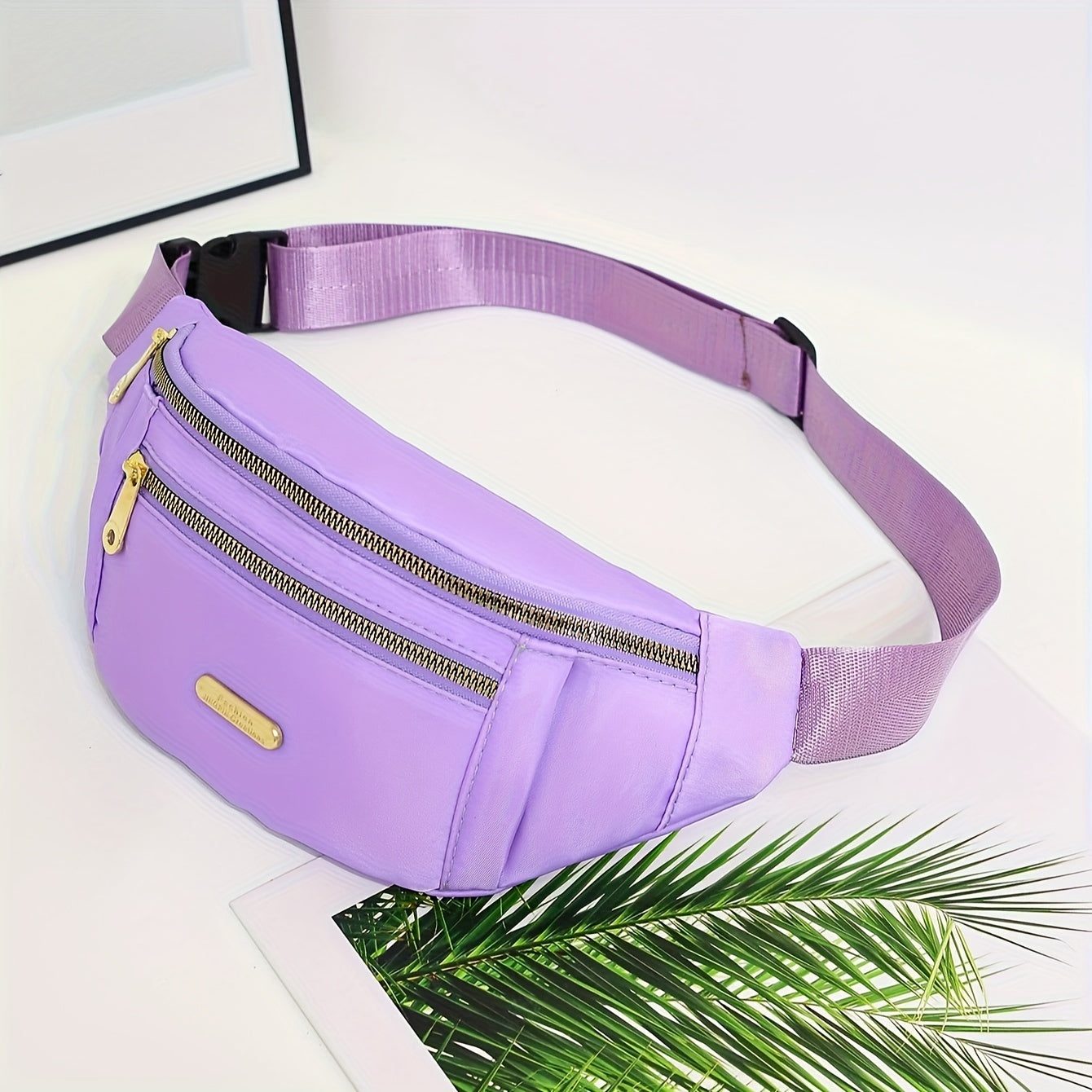 Lightweight Nylon Hip Pouch with Adjustable Strap and Zippered Pockets