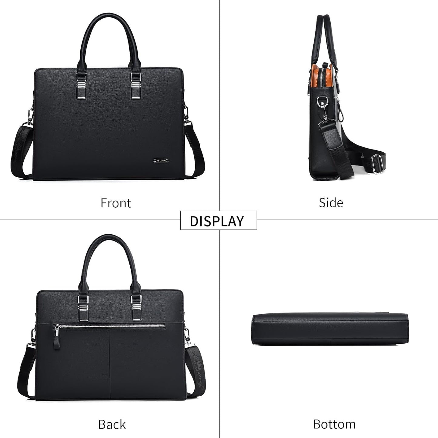 Genuine Leather Multi-Compartment Briefcase for Laptops up to 15.6 Inches
