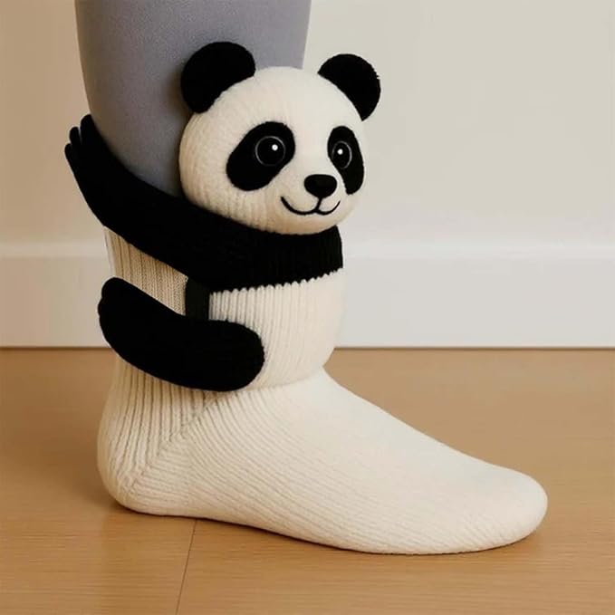 3D Knitted Animal Cuddle Socks in Double-Layer Cotton