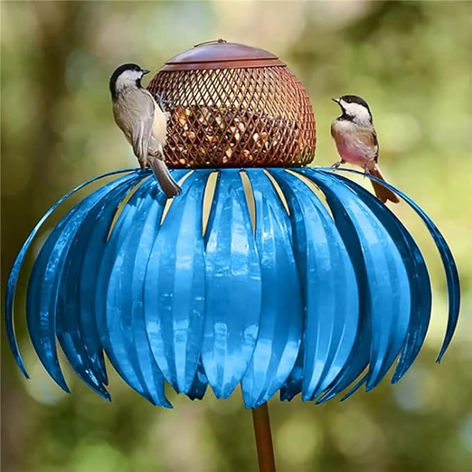 Flower-Shaped Metal Bird Feeder Stake