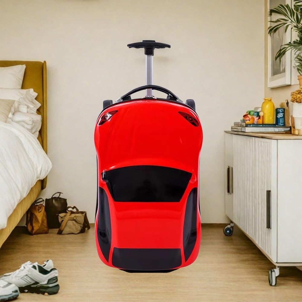 Kids Car-Shaped Pull-Along Suitcase with Retractable Handle