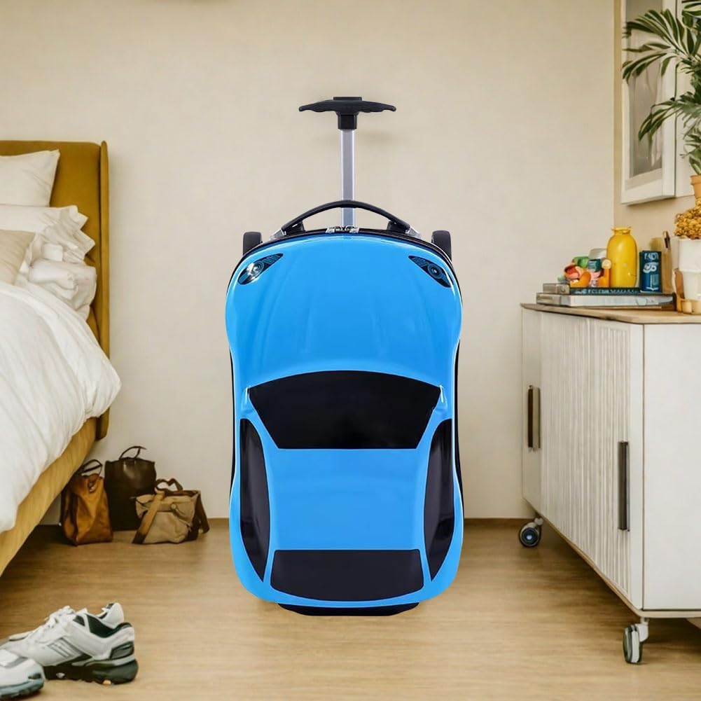 Kids Car-Shaped Pull-Along Suitcase with Retractable Handle