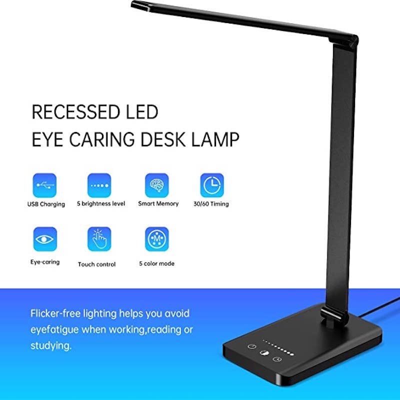 Dimmable LED Desk Lamp with USB Charging Port and Touch Control