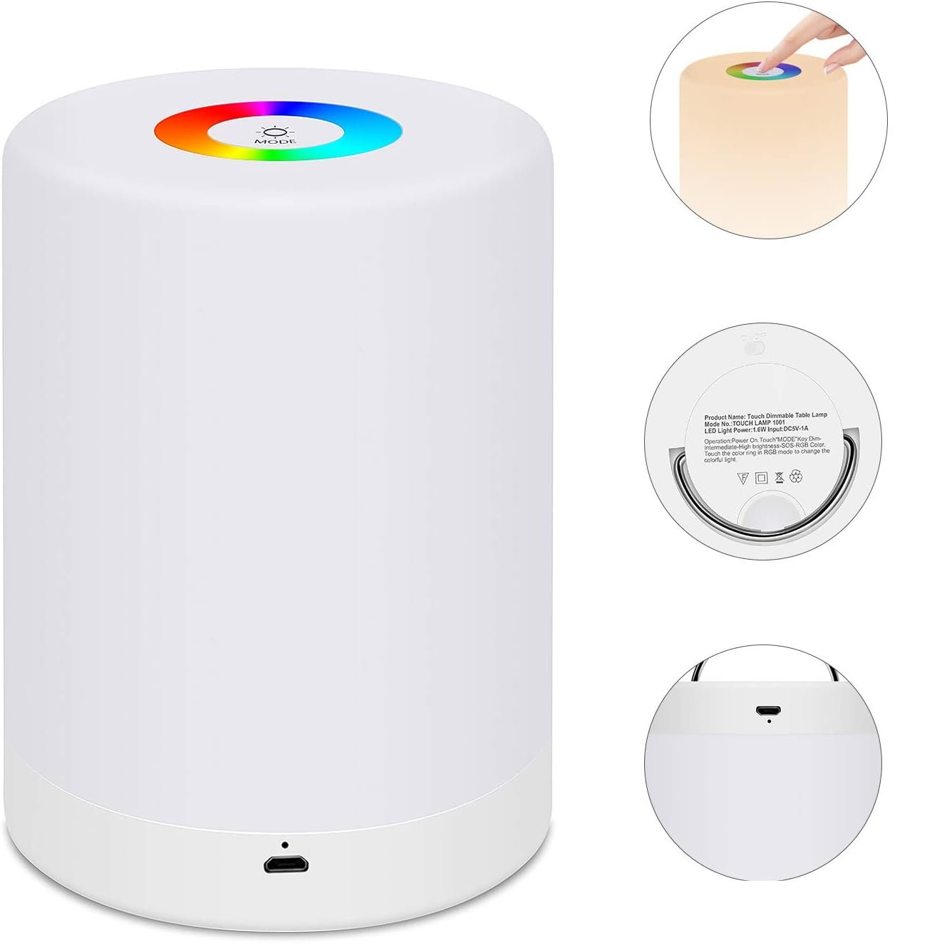 Dimmable Color Changing LED Table Lamp with Touch Control