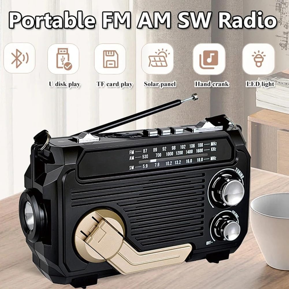 Solar-Powered Emergency Radio with Dynamo and Flashlight