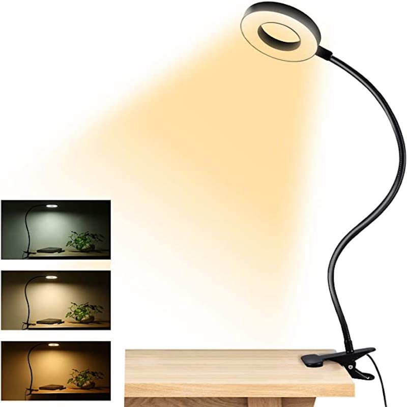 Clip-On LED Reading Lamp with 48 Lights, 3 Color Modes, and Flexible Gooseneck