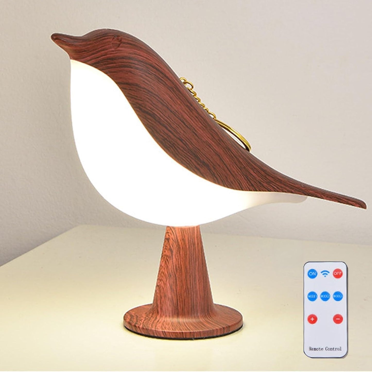 Contemporary Bird Design LED Table Lamp with Fabric Shade