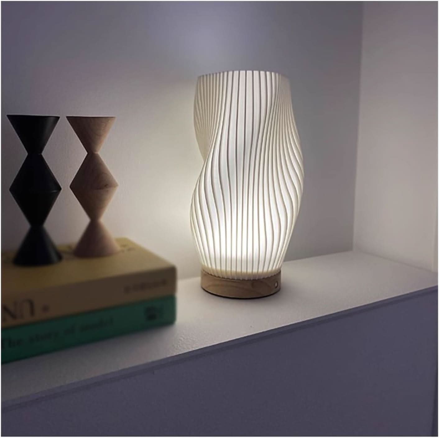 Dimmable USB Table Lamp with Wave Shade