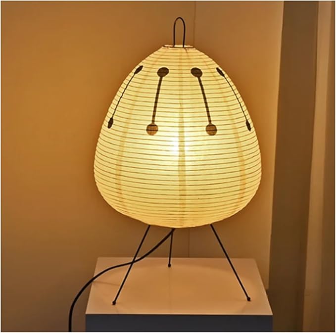 Japanese Rice Paper Table Lamp with Iron Base