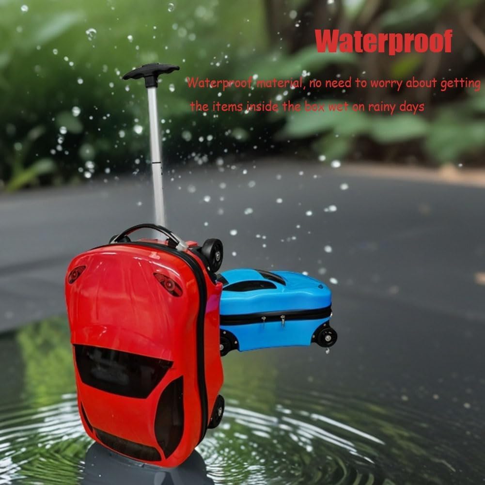 Kids Car-Shaped Pull-Along Suitcase with Retractable Handle