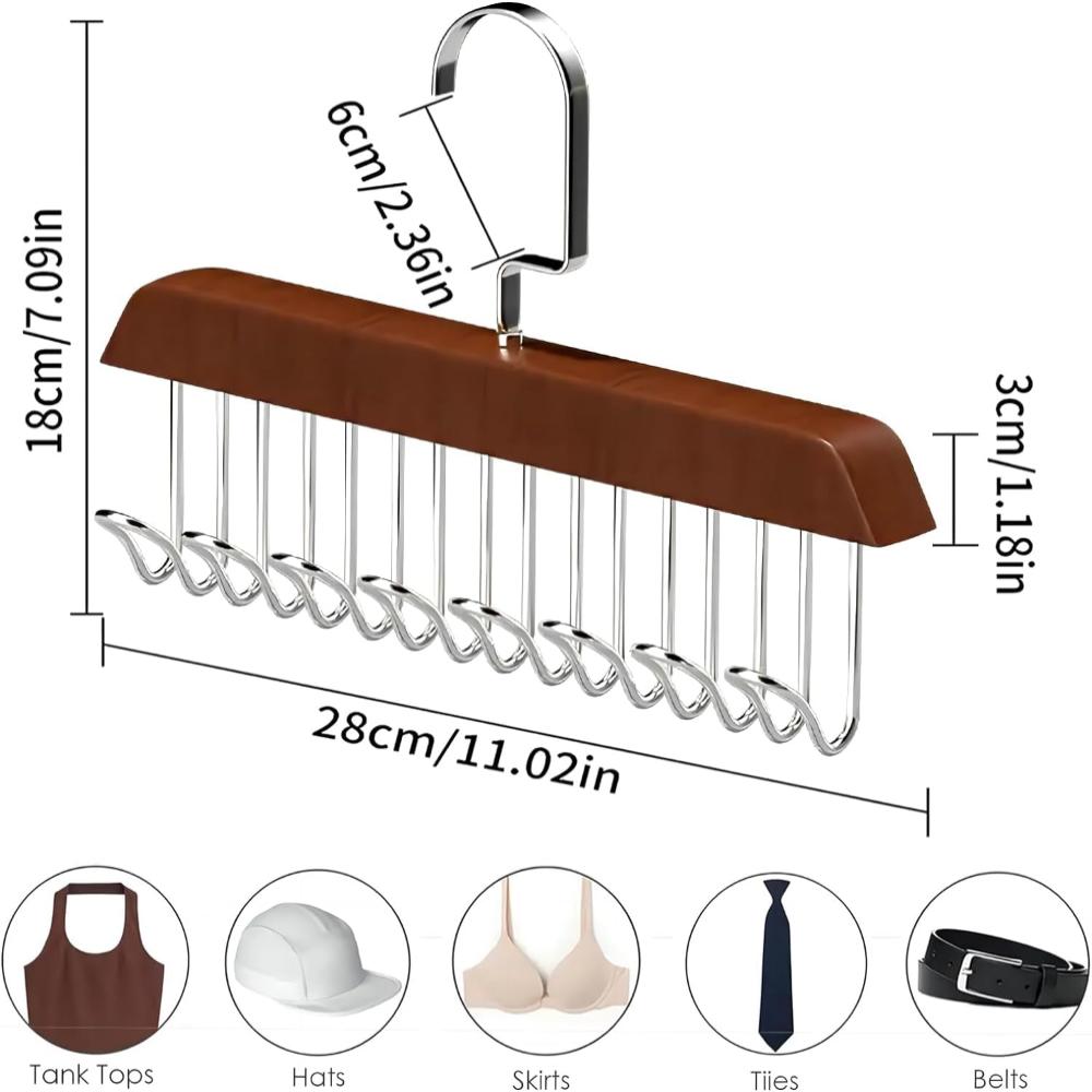 360° Rotating Wood Space Saver Rack with 8 Hooks