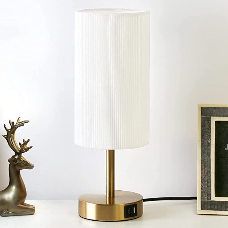 Touch-Control Dimmable USB Table Lamp with Linen Shade