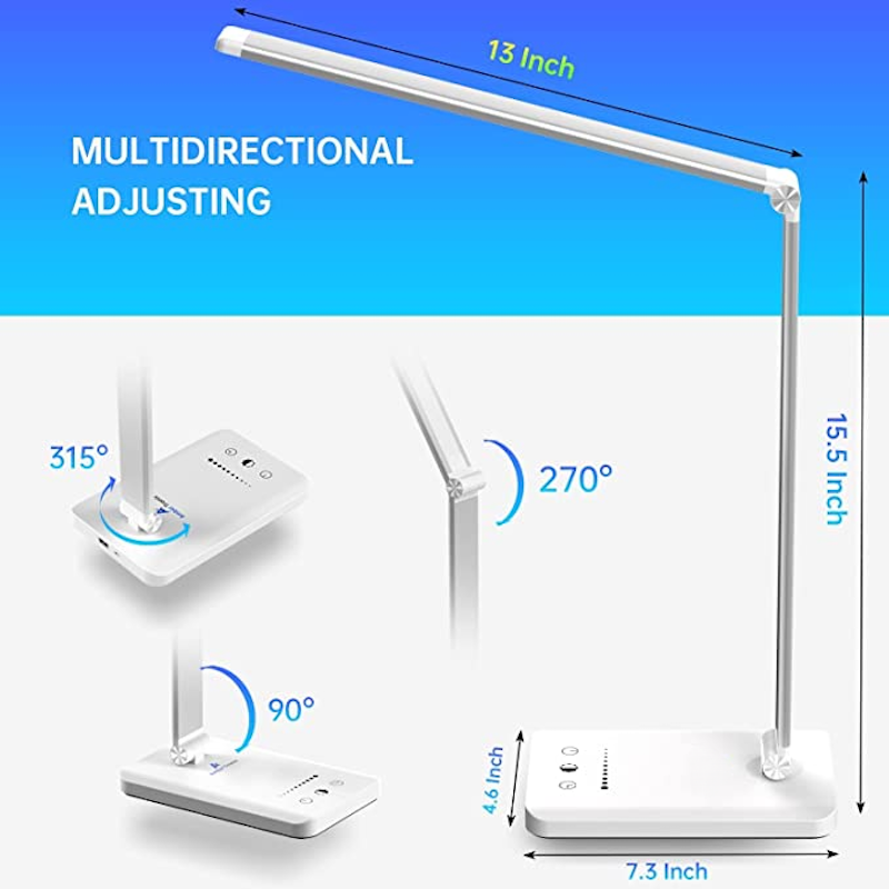 Dimmable LED Desk Lamp with USB Charging and Touch Control