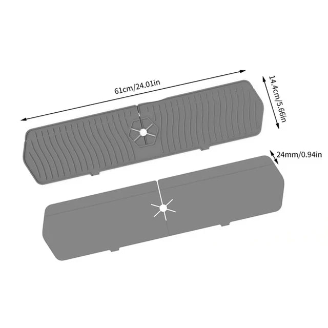Silicone Kitchen Sink Splash Guard with Drainage Channels
