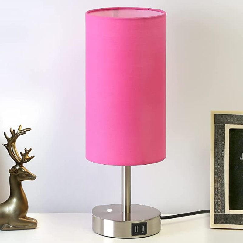 Touch-Control Dimmable USB Table Lamp with Linen Shade