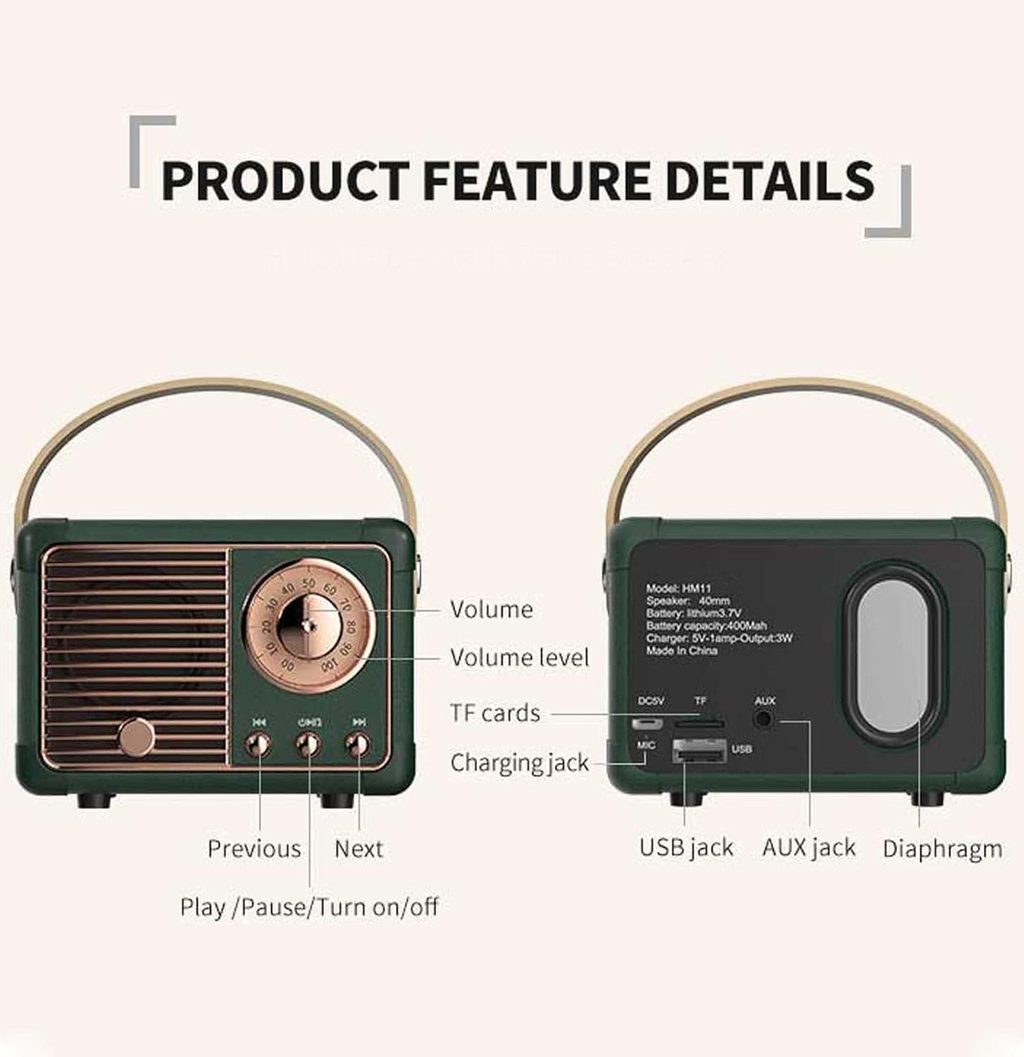 Retro Bluetooth Speaker with Vintage Design and Superior Sound Quality