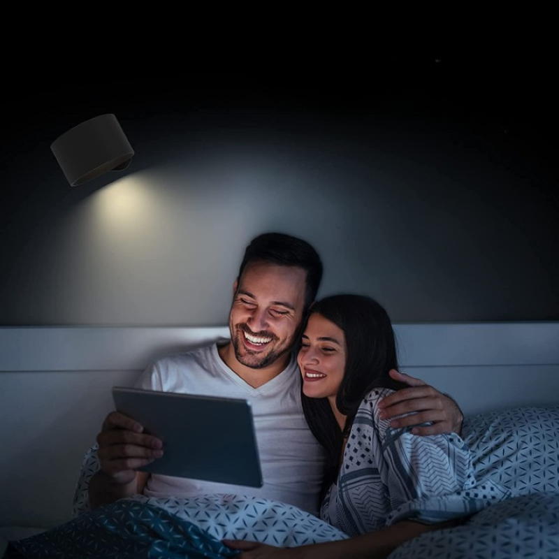 LED Wall-Mounted Reading Lamp with Rechargeable Battery, Touch Control, 3 Color Temperatures, 360° Rotatable Design