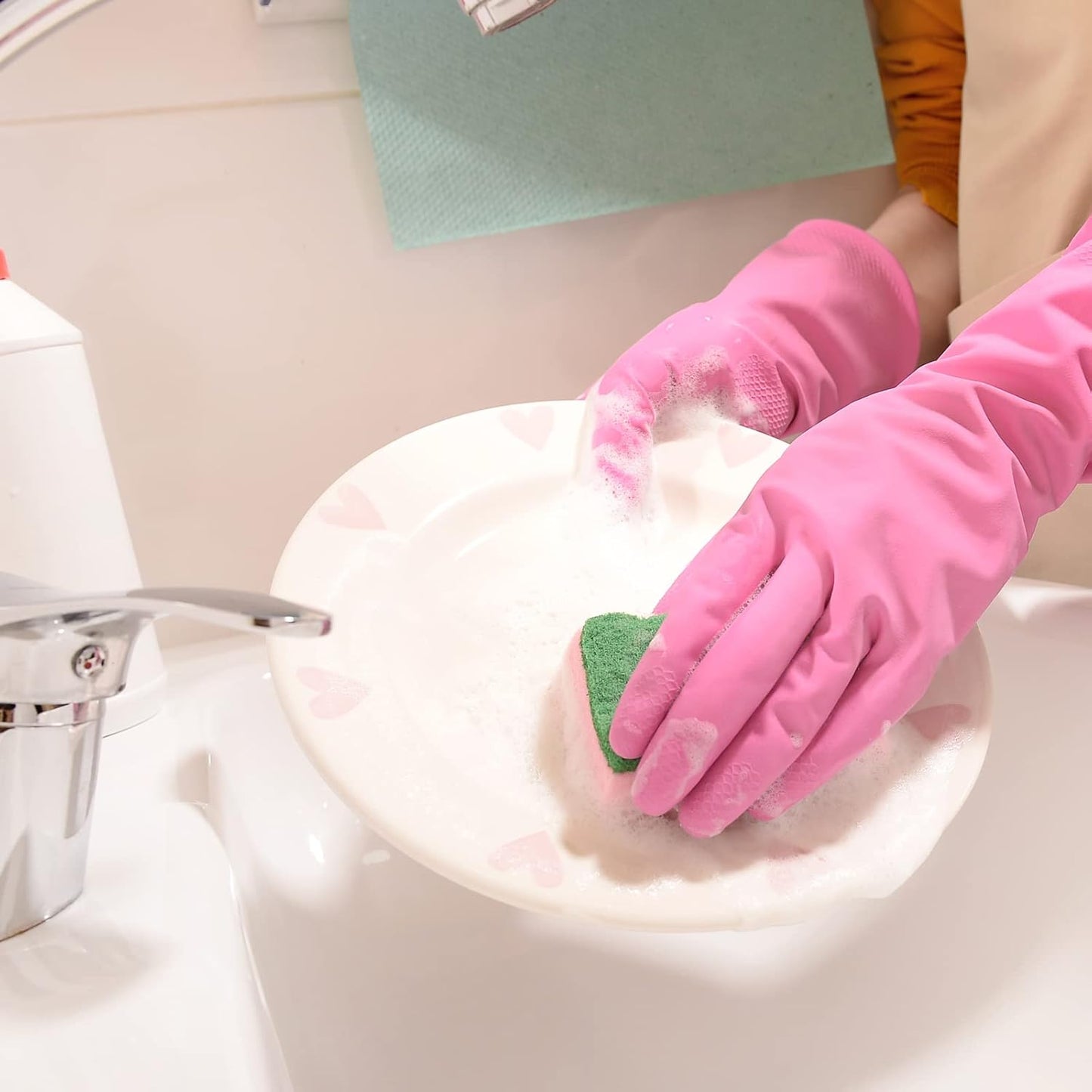 Non-Slip Rubber Cleaning Gloves Set for Dishwashing and Household Chores