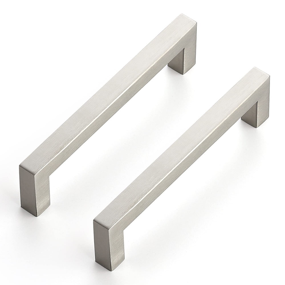 Brushed Nickel Stainless Steel Cabinet Pulls - Square Design