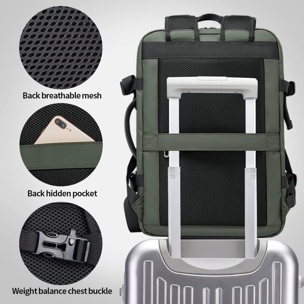 Expandable Waterproof Travel Backpack 26-45L with Laptop Sleeve and Duffle Carry