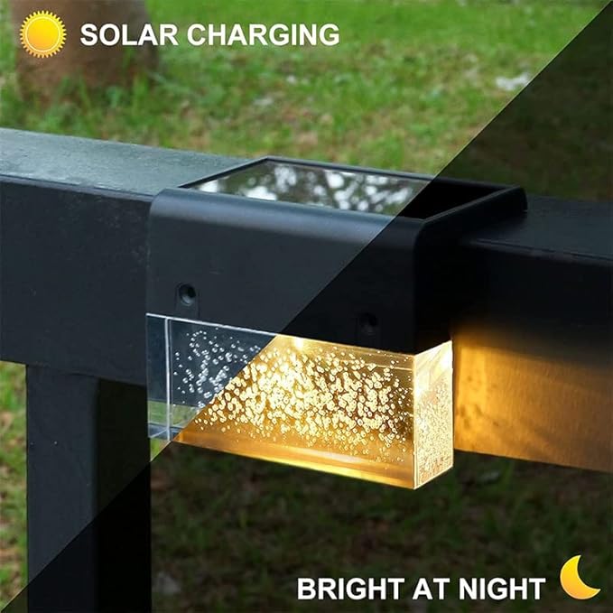 Solar Deck Lights with Color Changing Modes - Warm White and 7-Color Outdoor Step Lights