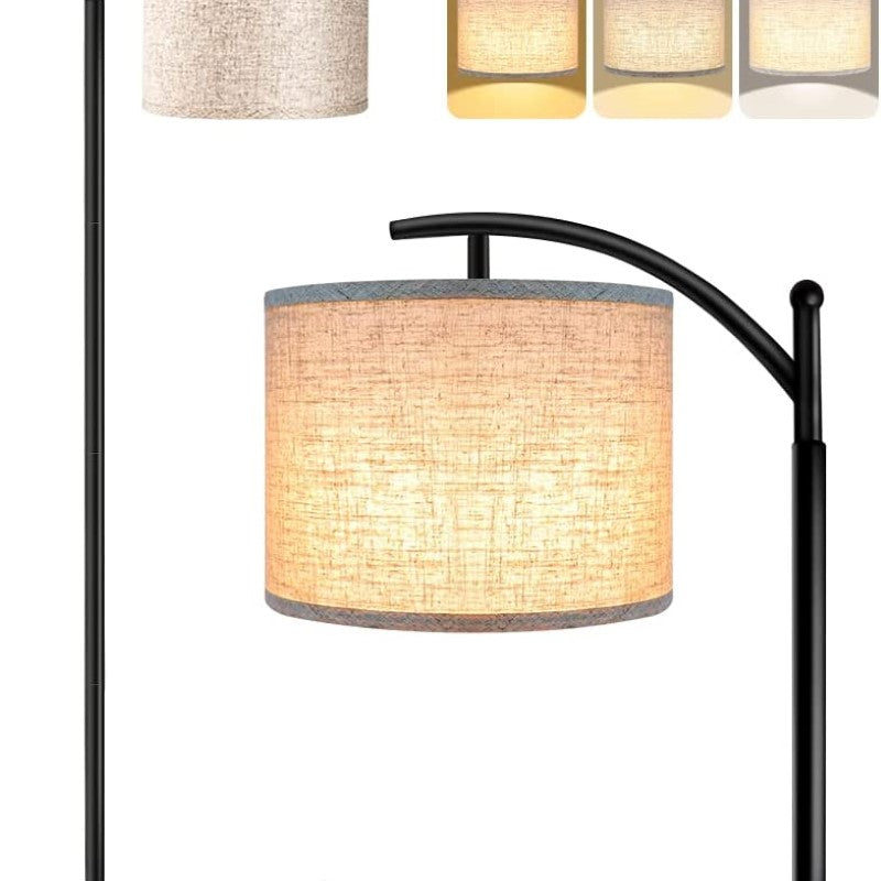 Industrial Metal Floor Lamp with 3 Color Temperature LED Bulb and White Shades