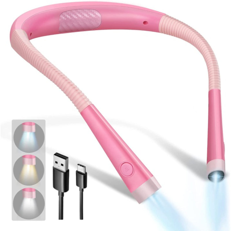 LED Neck Reading Lamp with Adjustable Arm, Rechargeable, 3 Color Modes, 6 Brightness Levels, Eye-Friendly Design