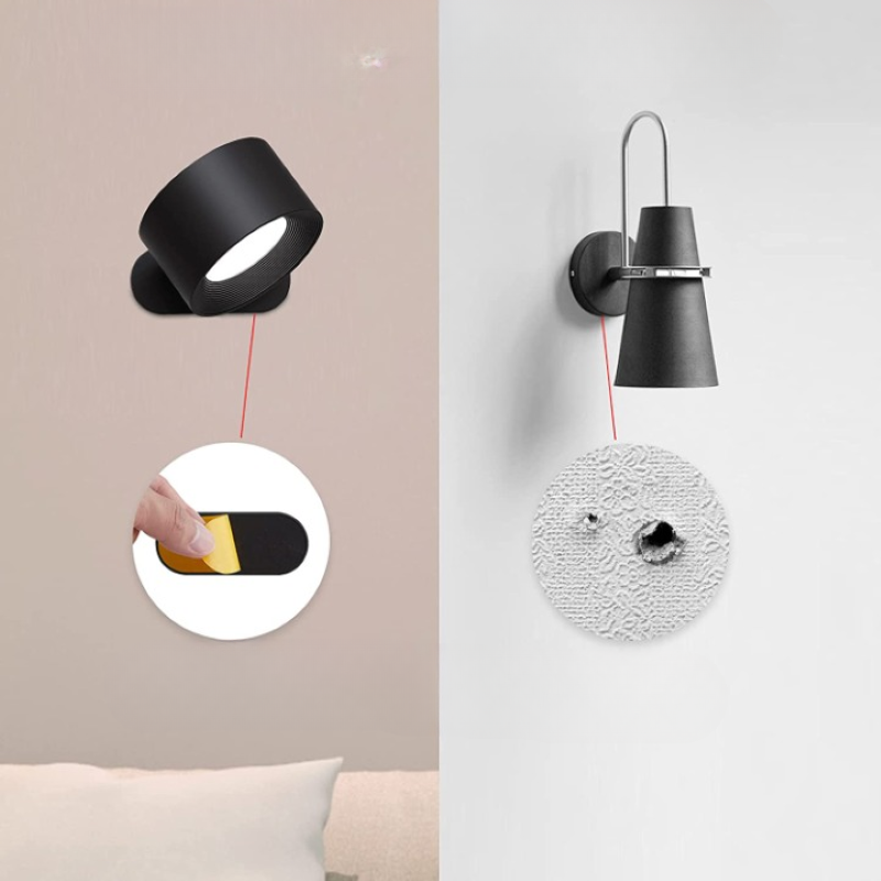 Rechargeable LED Wall Lamp with Touch Control, 3 Color Temperatures, 360° Rotatable Magnetic Ball