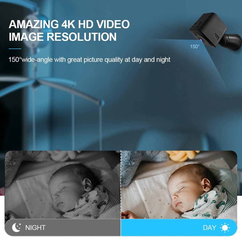 4K WiFi Mini Security Camera with Night Vision and Motion Alerts