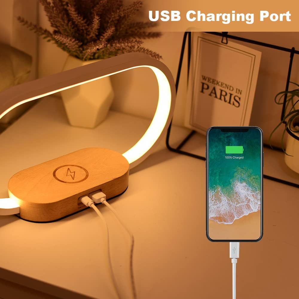 Wireless Charging Bedside Lamp with Clock and Touch Control