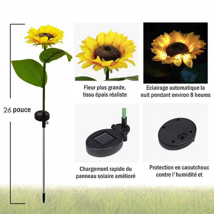 Solar Sunflower Lights, Waterproof Fabric Garden Decor, 2-Piece Set