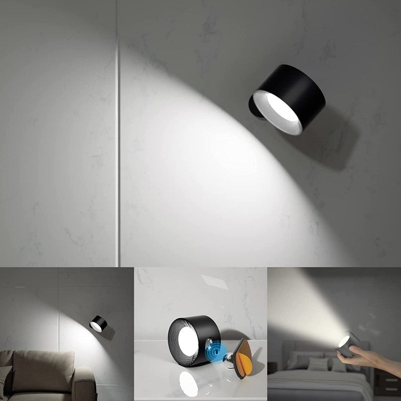LED Wall-Mounted Reading Lamp with Rechargeable Battery, Touch Control, 3 Color Temperatures, 360° Rotatable Design