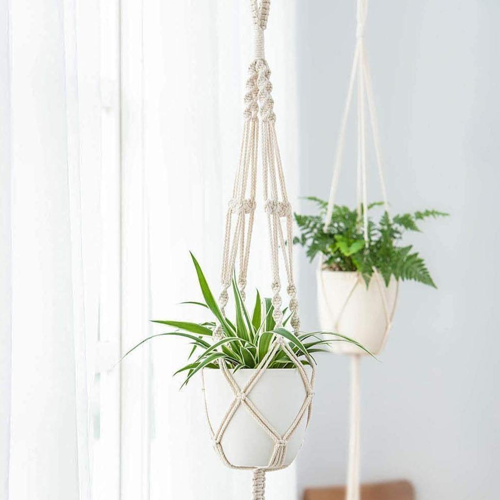 Handmade Boho Macrame Plant Hanger Set - 4 Pieces