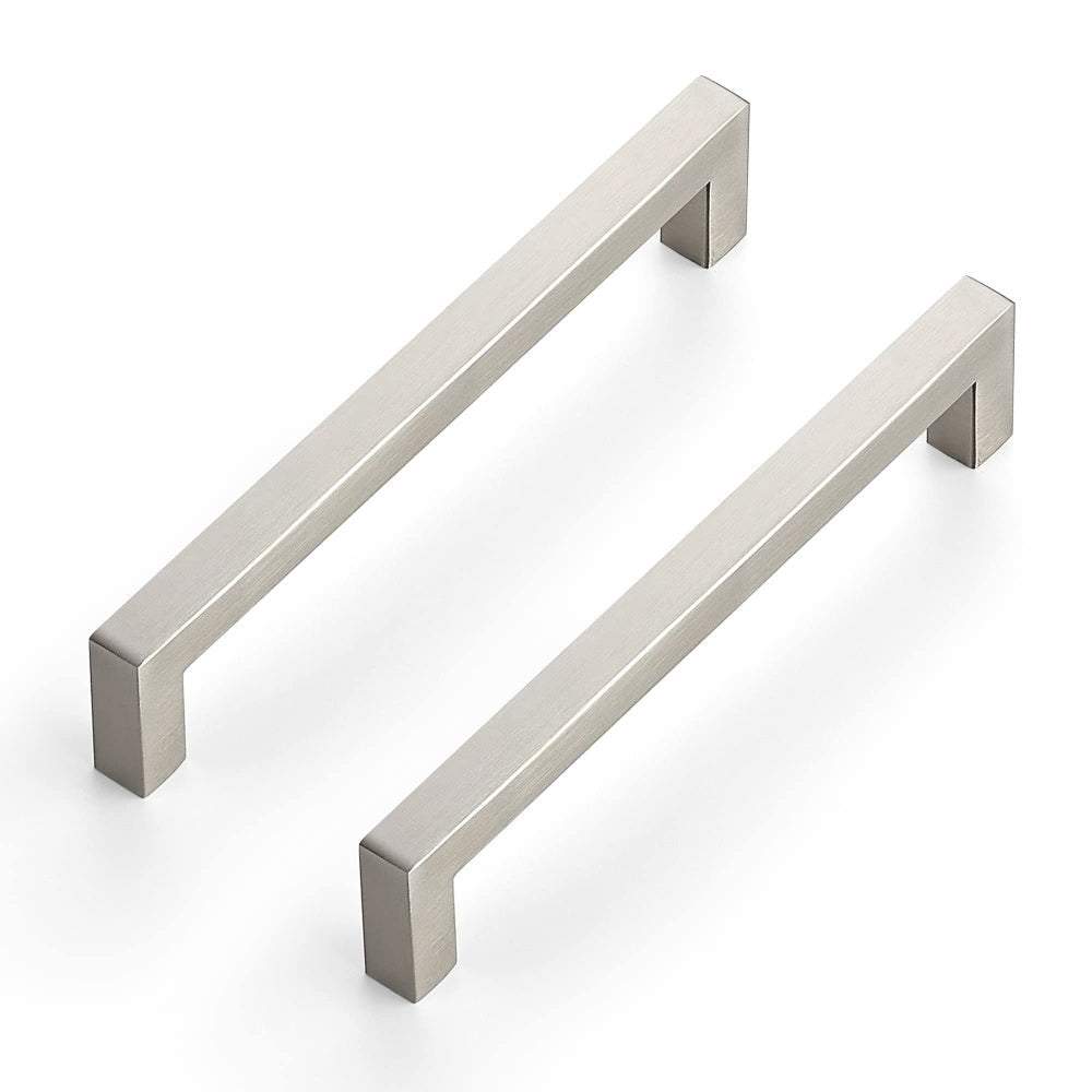 Brushed Nickel Stainless Steel Cabinet Pulls - Square Design
