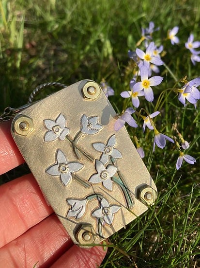 Mini Flower Press with Brass and Silver Details - Portable Botanical Keepsake Maker