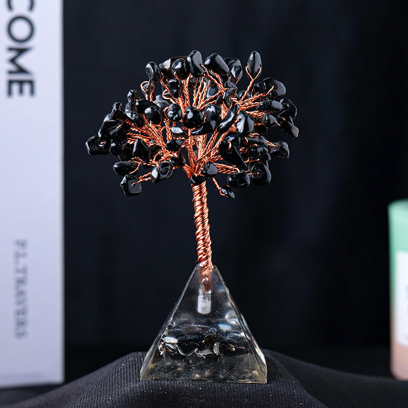 Natural Crystal Feng Shui Tree with Pyramid Base