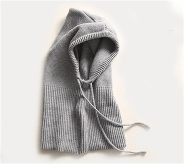Hooded Winter Knit Beanie with Adjustable Drawstrings