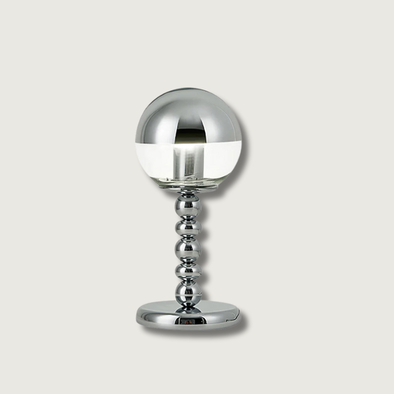 Minimalist Chrome Table Lamp with Glass Shade