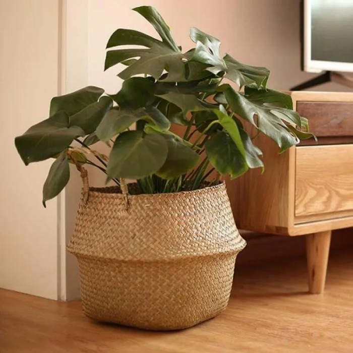 Handmade Natural Rattan Plant Holder Basket