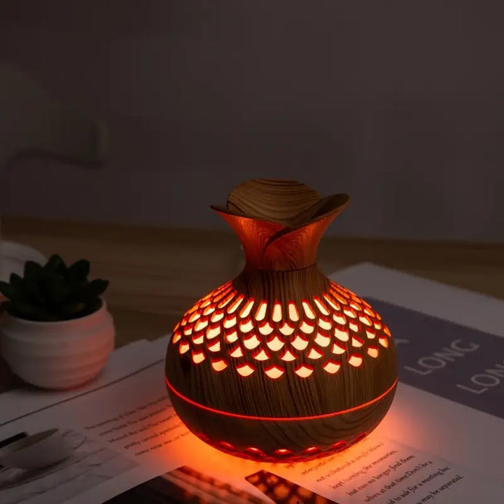 Aromatherapy Humidifier with LED Night Light - Wood Look Diffuser