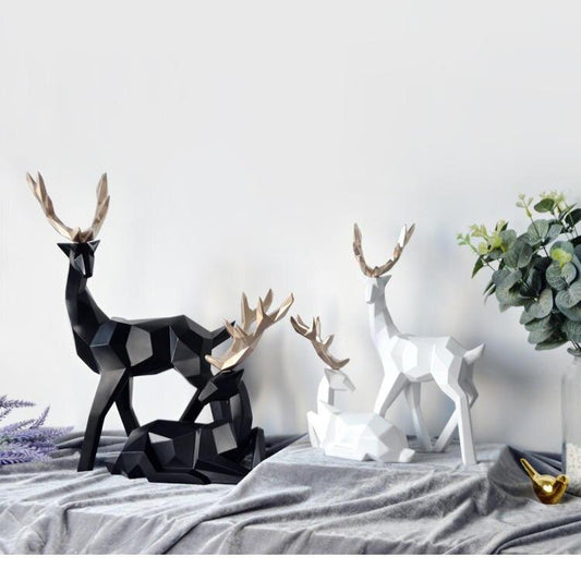 Abstract Deer Duo Sculpture - Elegant Resin Figurines