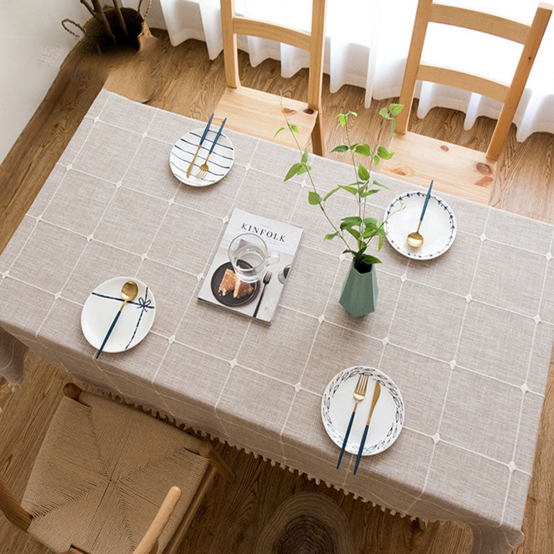 Waterproof Cotton Linen Rectangular Tablecloth - Stain Resistant, Wrinkle-Free for Dining and Events