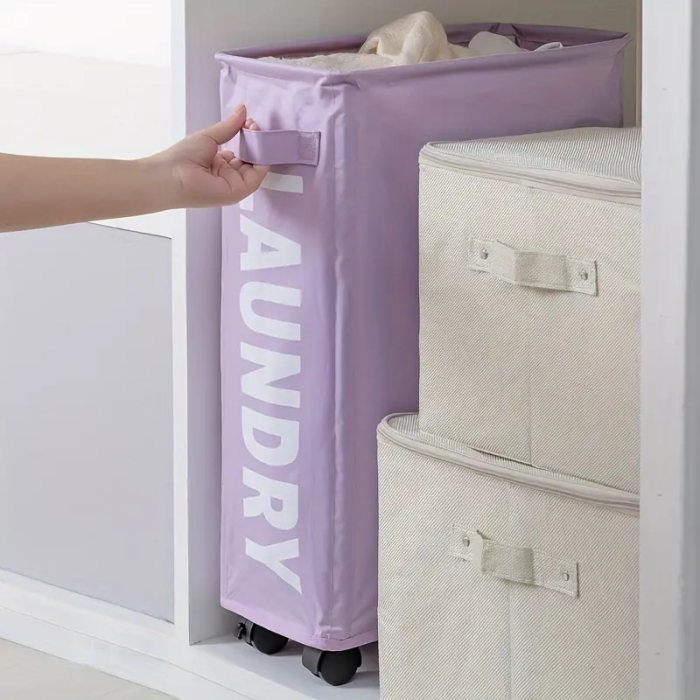 Foldable Fabric Laundry Basket - Portable Hemp Look Design